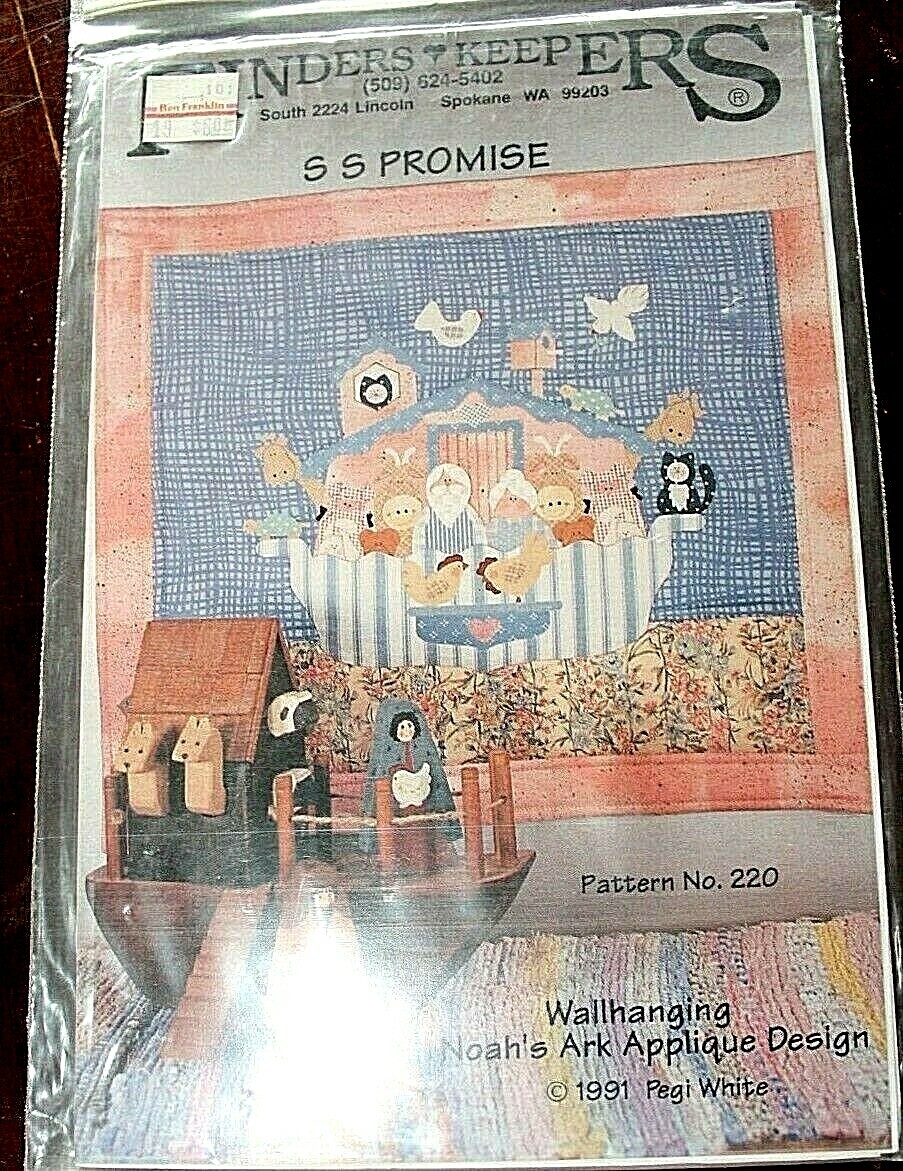 S S Promise Noah's Ark Applique Wall Hanging Pattern Finders Keepers 19" x 21"