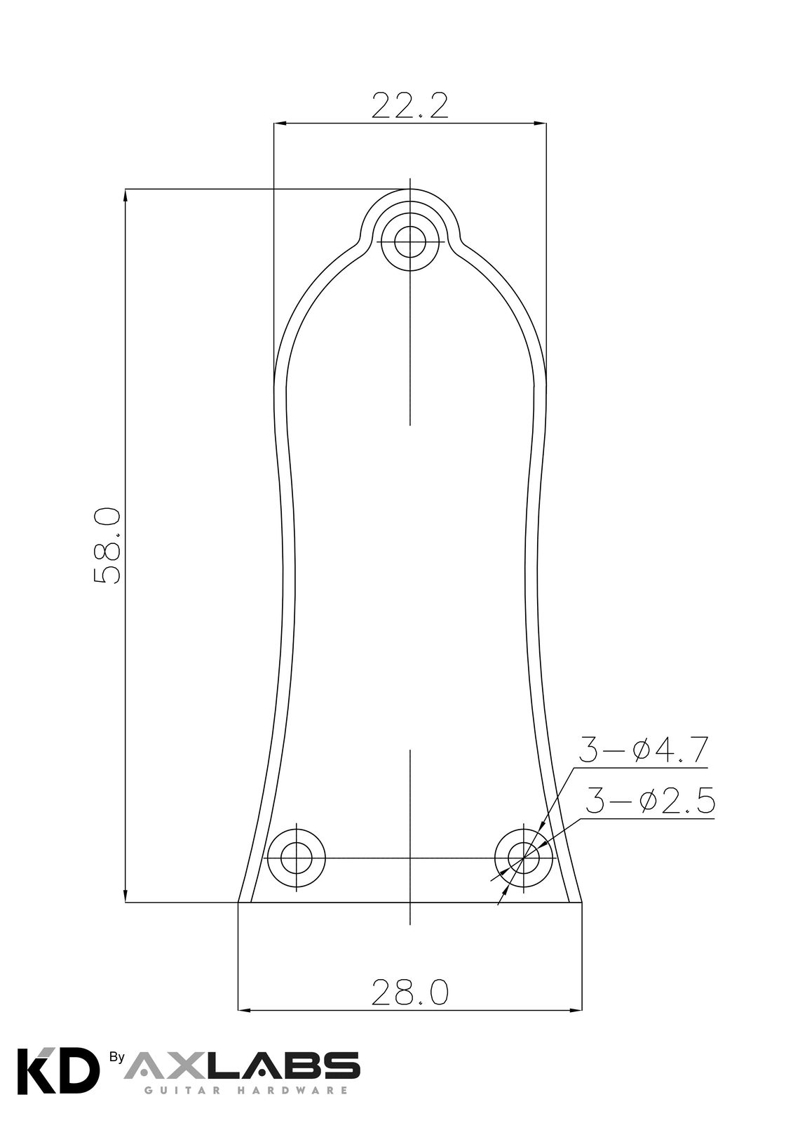 KD By AxLabs Epi Style 3-Hole Truss Rod Cover - 2 Ply - Black
