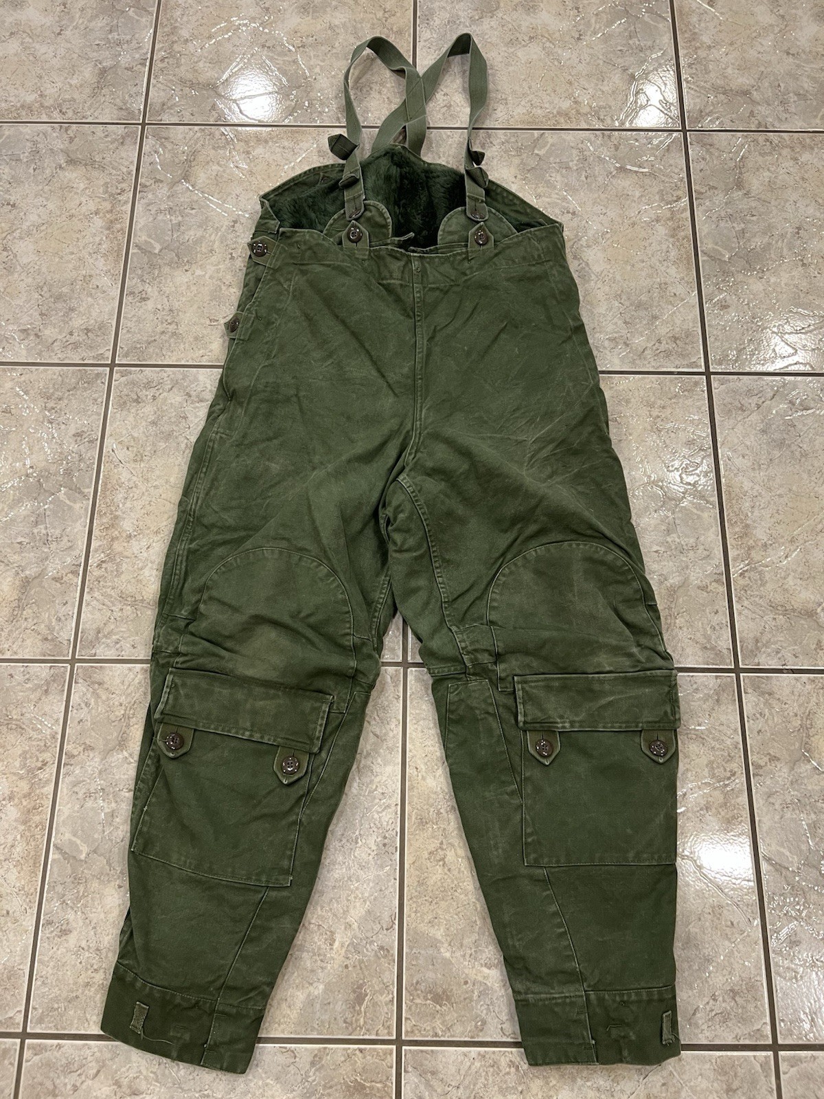 VTG 60s 70s 38-40 Waist Swedish Army Military Cold Weather Motorcycle Bibs Pants