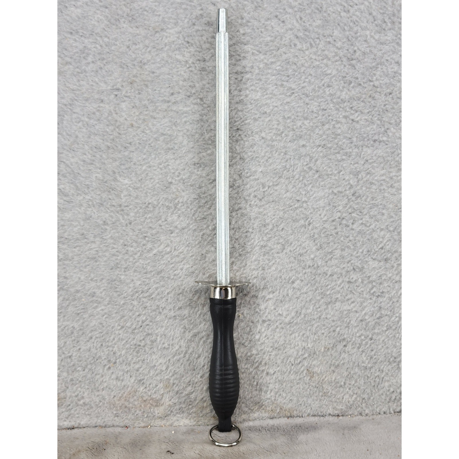 Professional Honing Steel Knife Sharpener Rod with Black Ribbed Handle