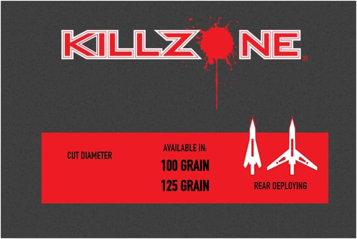 Killzone 2 Blade Rear-Deploying Bow Hunting Mechanical Broadheads with 2" Cuttin