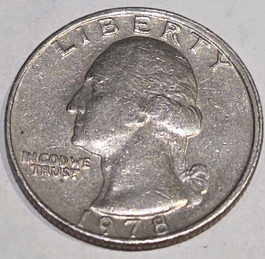 1978 P Washington Quarter Mis Aligned Die Obverse Railroad Edge along the Right