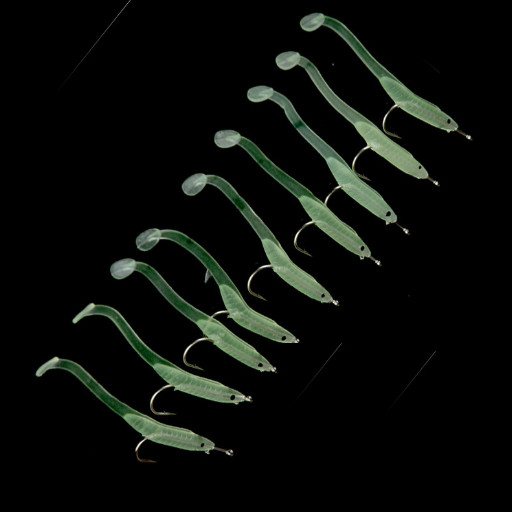 10Pcs/lot Luminous Eel Fishing Lures Rubber Worm Bass Crank Bait Outdoor Fishing