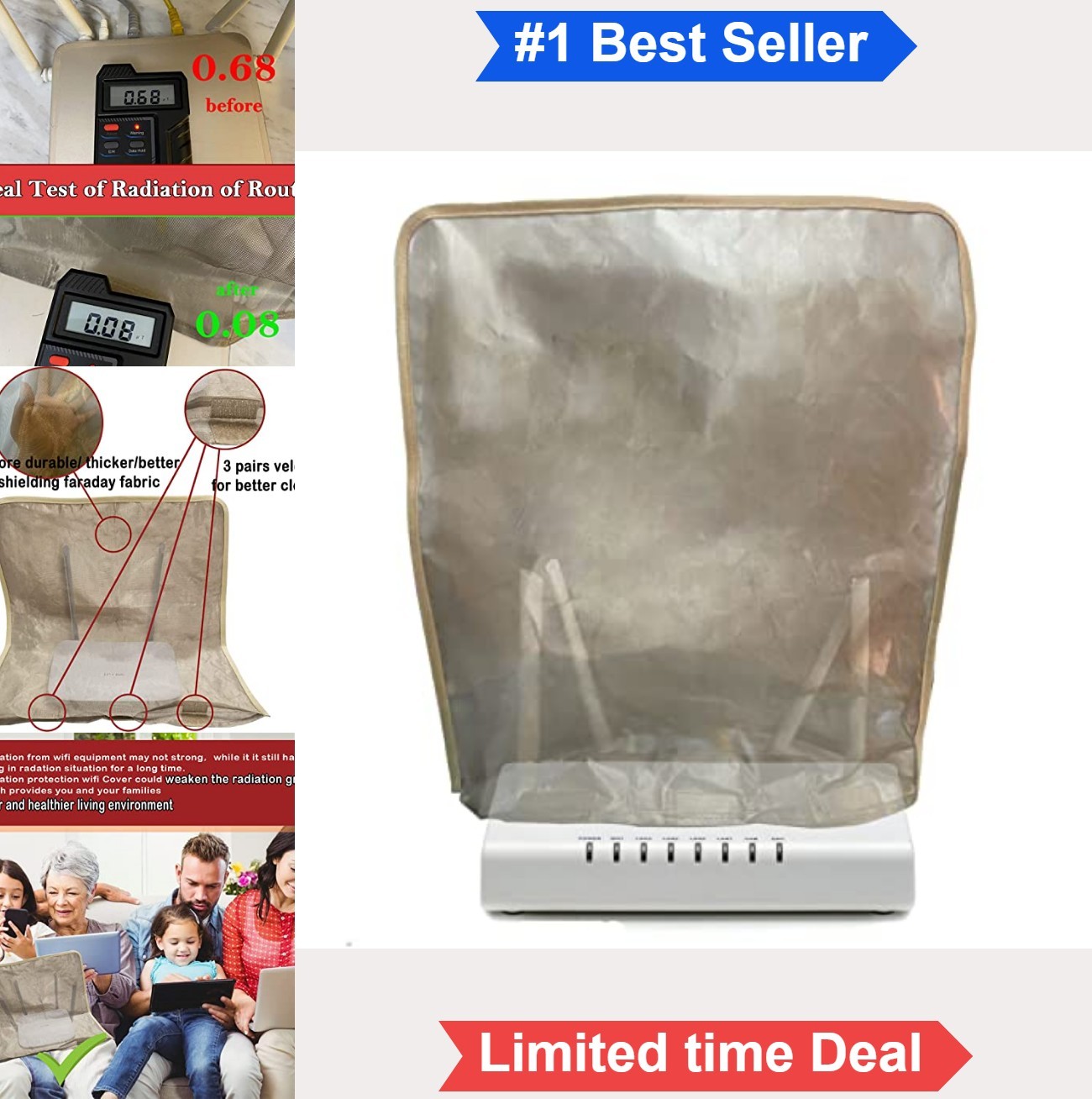 WiFi Router Cover Radiation Shielding 14x16 Inch Copper Nickel Polyester Fiber