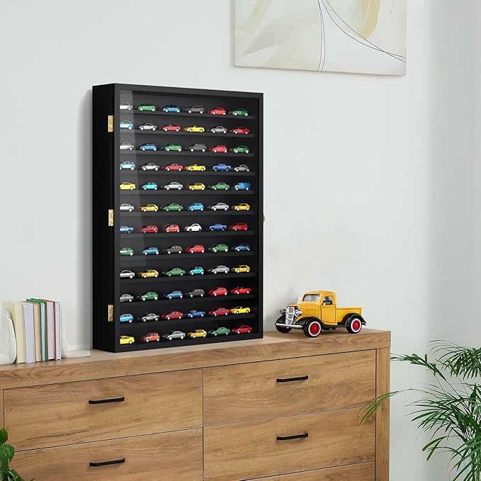 1/64 Scale Car Display Case Wall Mounted Cabinet 12 Shelf Fit Matchbox Hot Wheel