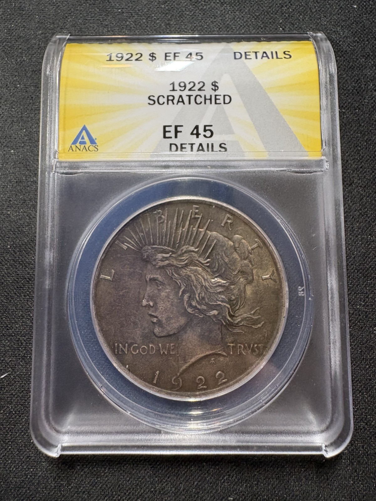1922 Peace Silver Dollar - ANACS XF45 Details Buy the Coin not the Slab