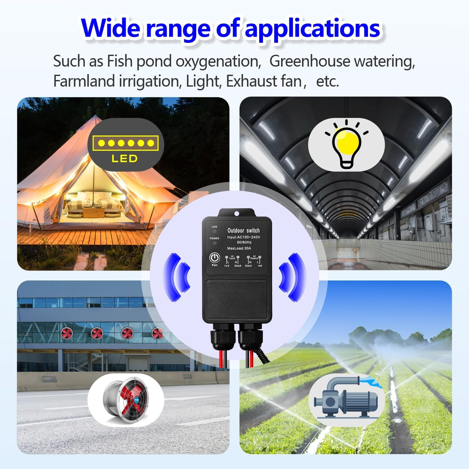 Waterproof 12V Wireless Remote Control Switch DC 8V-80V Heavy-Duty 30A