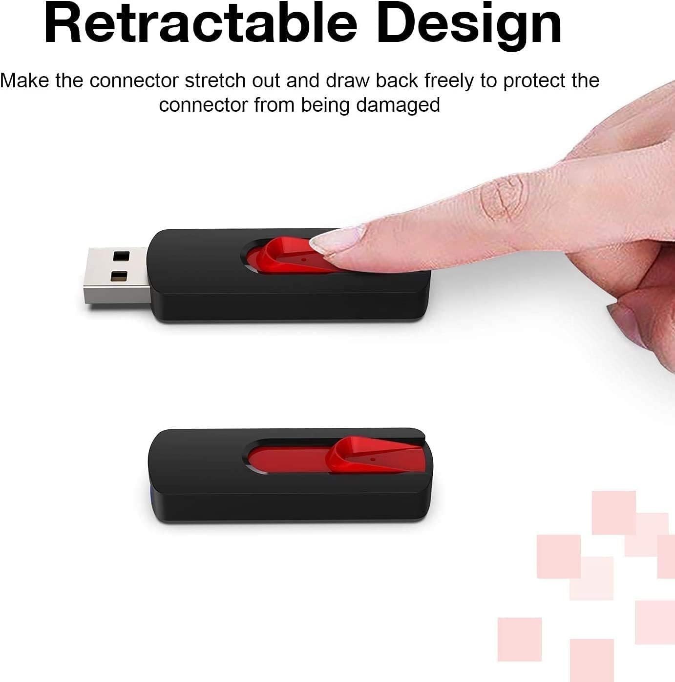 Compact 64GB USB Flash Drive Set - 5 Mixed Colors with Easy Retract Feature