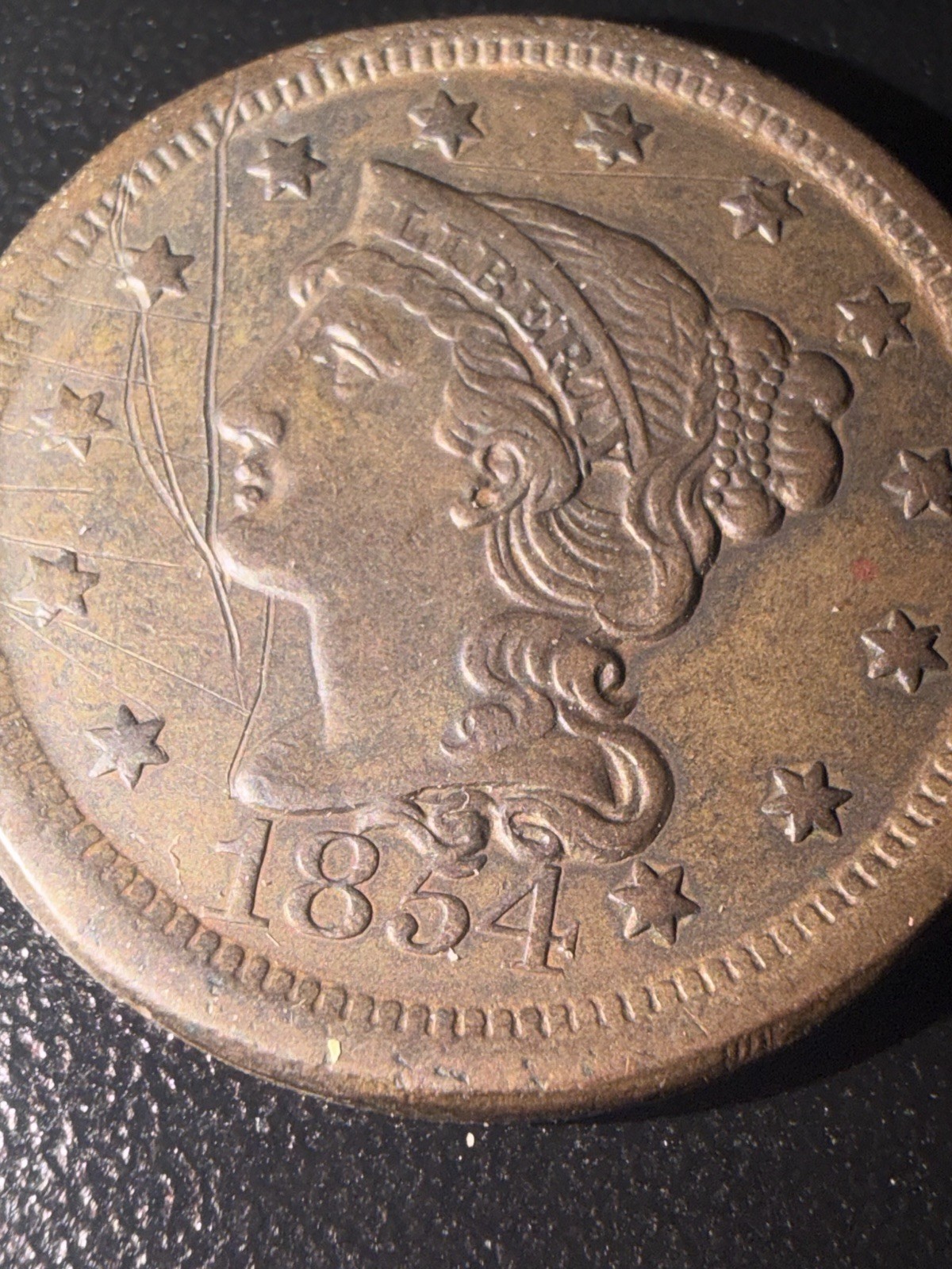 1854 Large Cent VF/XF Scratches
