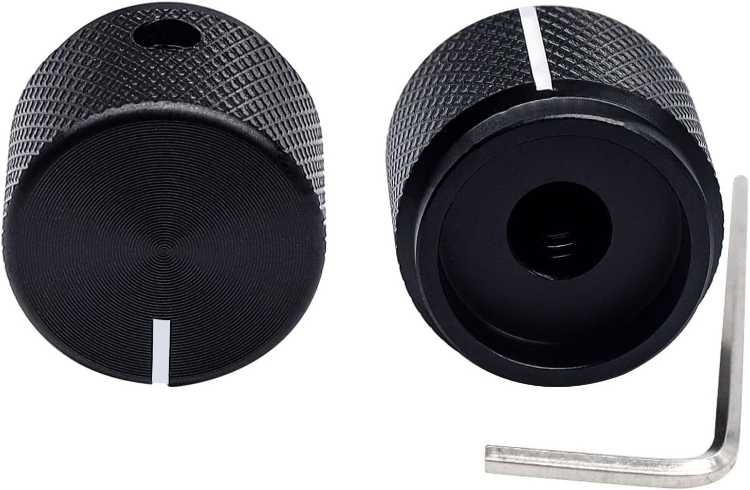 Compact Anodized Aluminum Rotary Knobs, 2pcs Volume & Switch Control - 20mm
