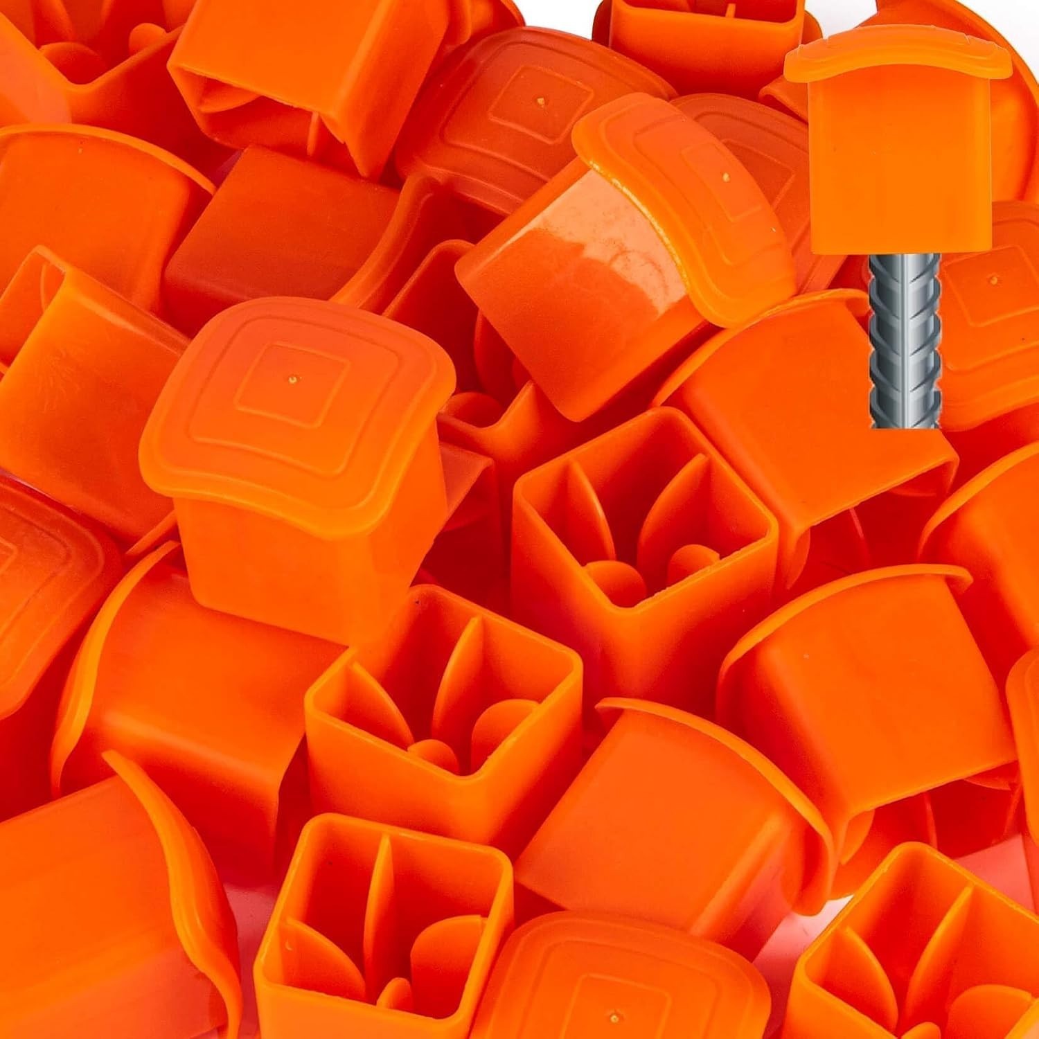 Rebar Caps - 60Pcs Orange Mushroom Safety Cover for T-Posts, Building