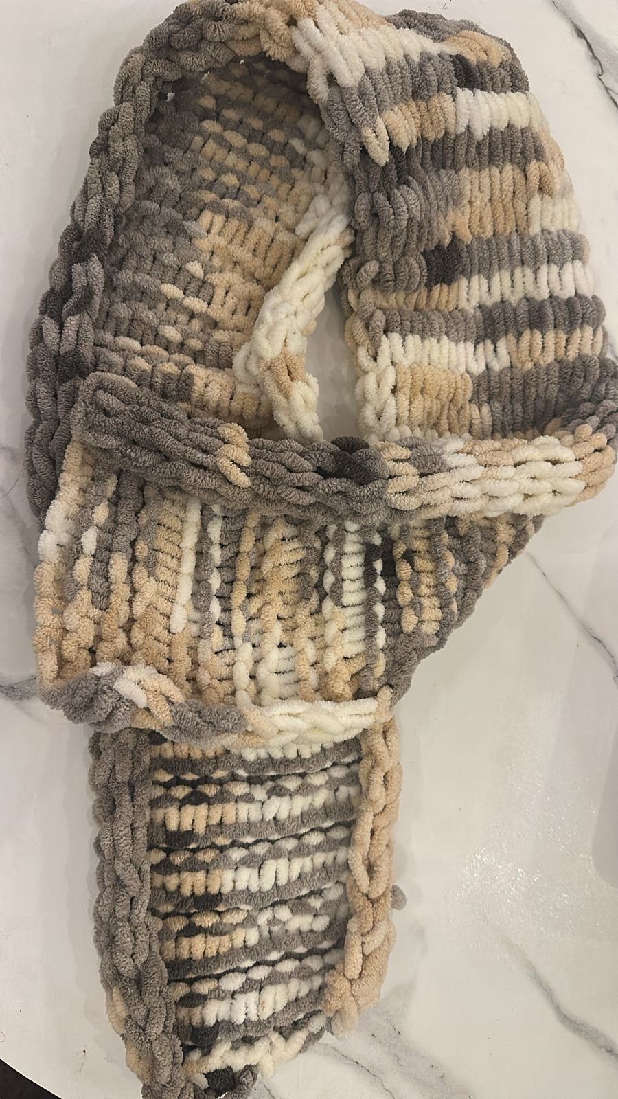 Handmade Chunky Knit Scarf woolوشاح صوف يدوي