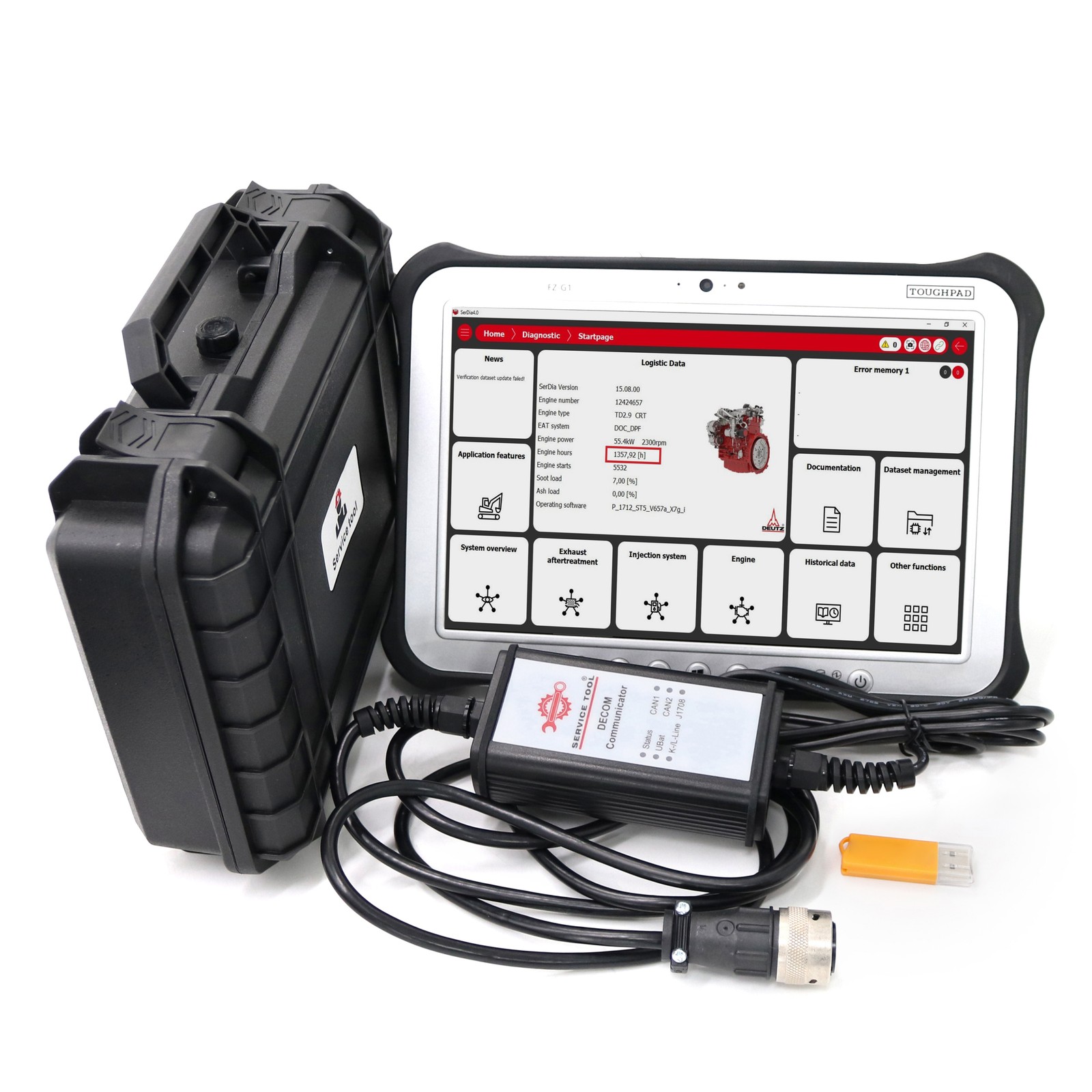 For Deutz Diagnostic Tool with Software + SerDia 4.0 Dongle, DeCOM Scanner