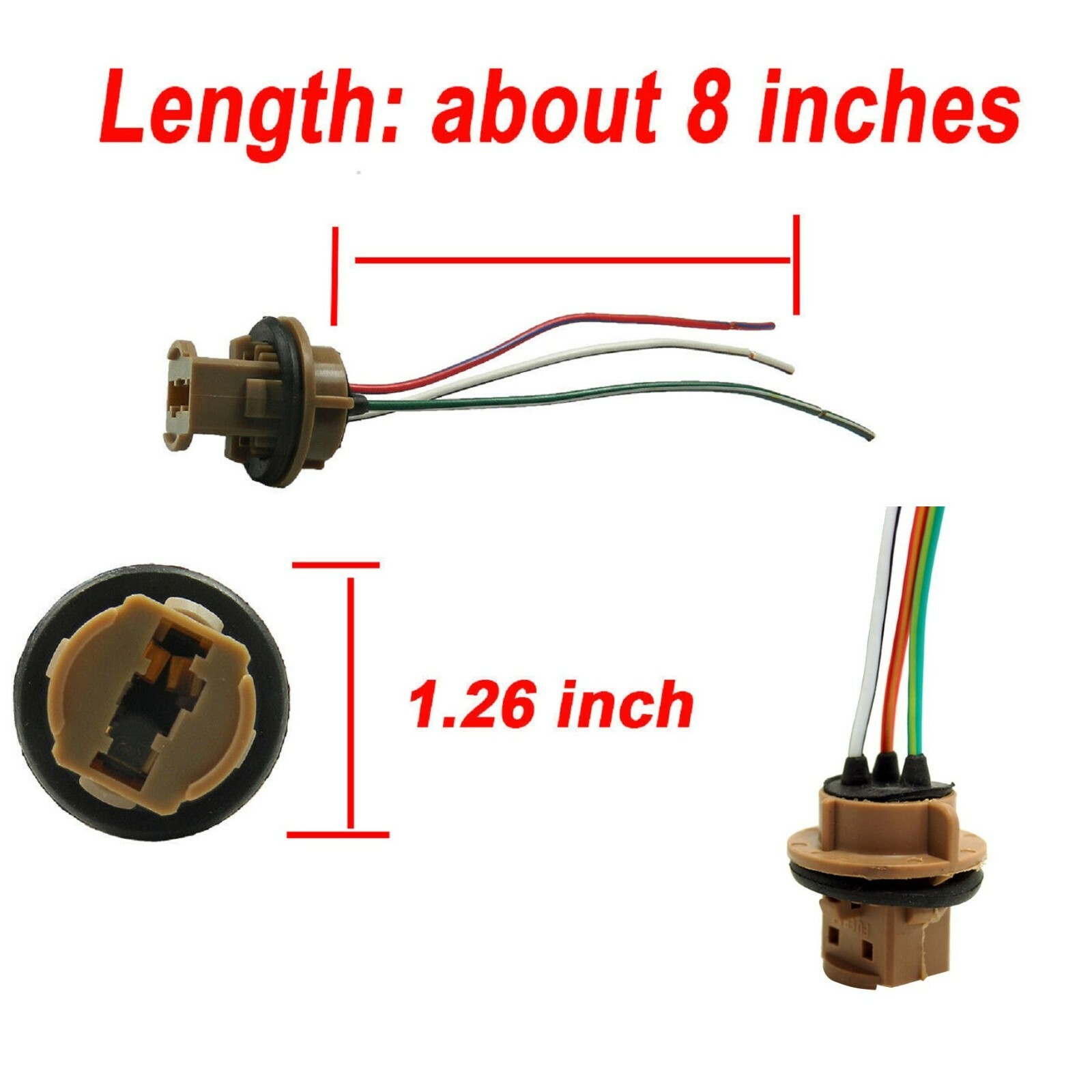 Universal Pigtail Wire Female Socket 7443 Two Harness Brake Stop Tail Parking