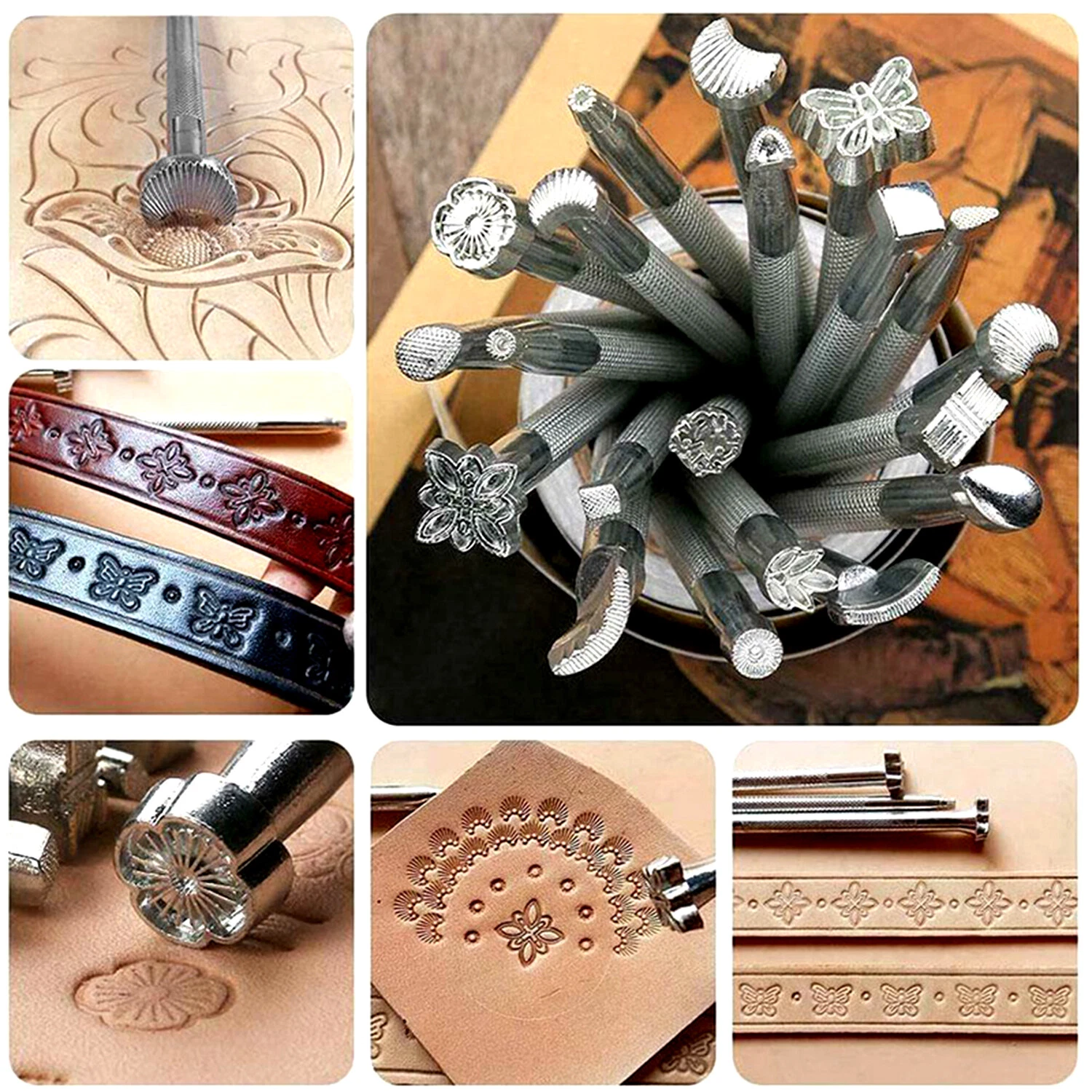 Leather Stamps Tools Working Saddle Making Set Carving Craft Stamps Punch Tool