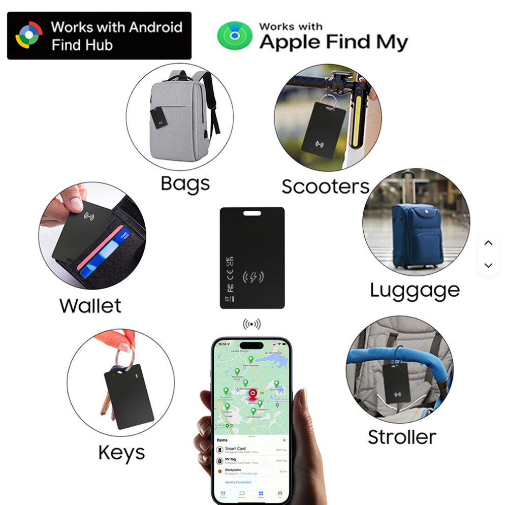 Slim Wallet Tracker Card – Apple Find My & Android Compatible Anti-Lost