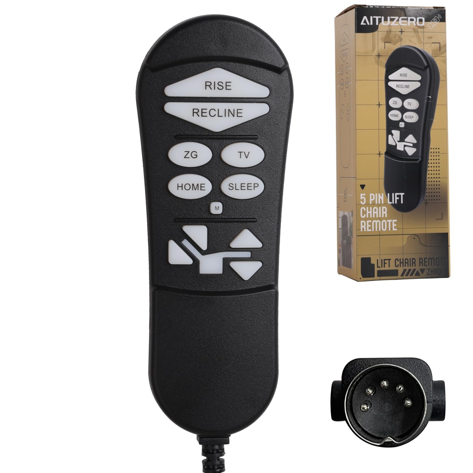 ZKAD-5 5 Pin Lift Chair Remote Only Fit for 2 Motors Golden and Ultra Chairs