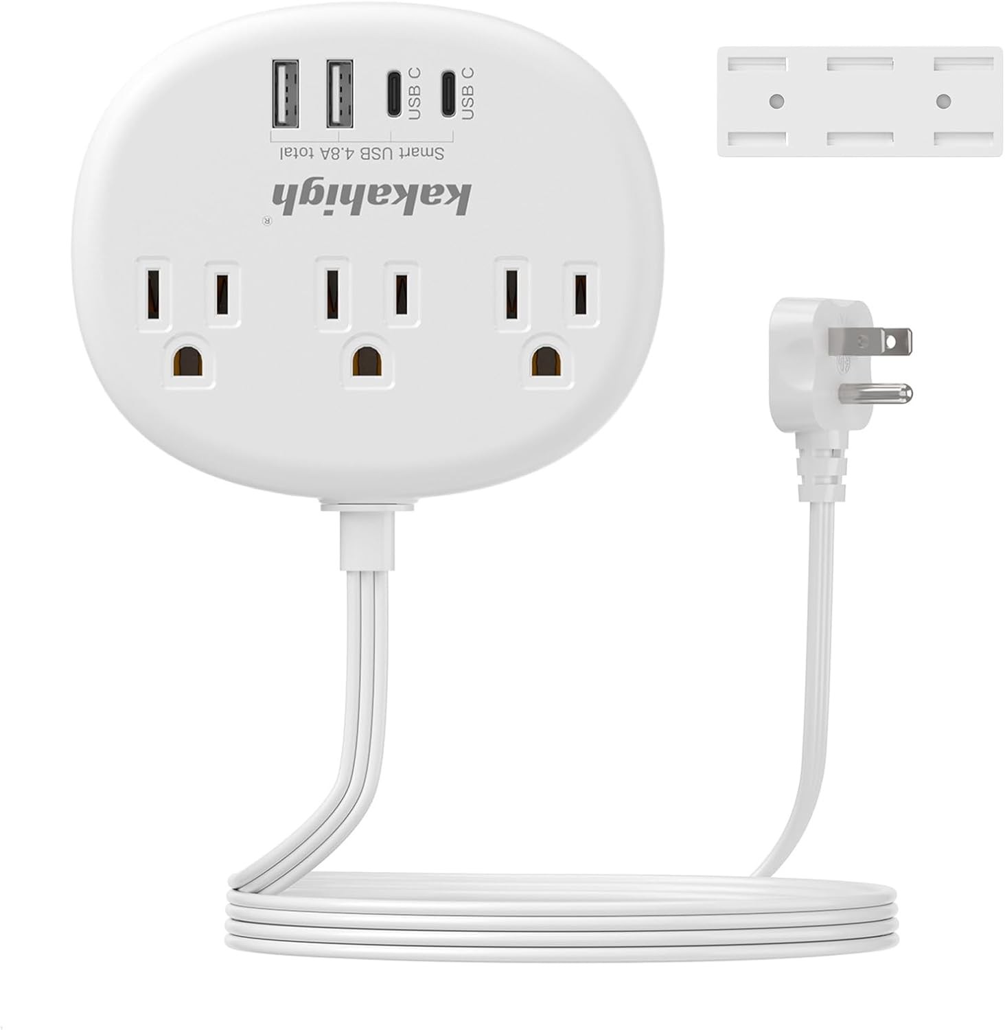 Power Outlet Relocator with Adhesive- 5 FT, 1625W Wall 5FT, White+Adhesive