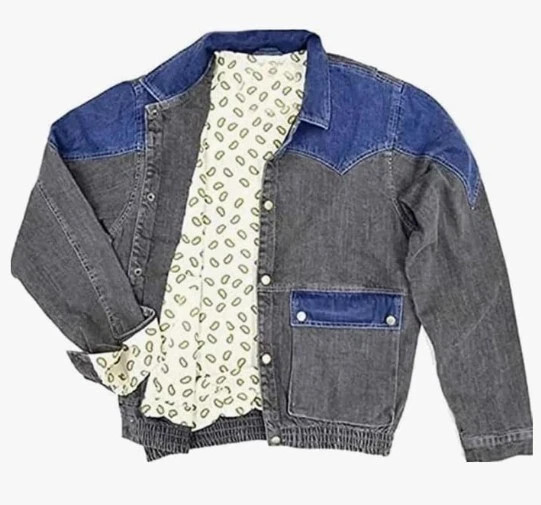 Future Marty-McFly Grey Denim Jacket for Mens-Retro Vintage Mcfly Jean Jacket
