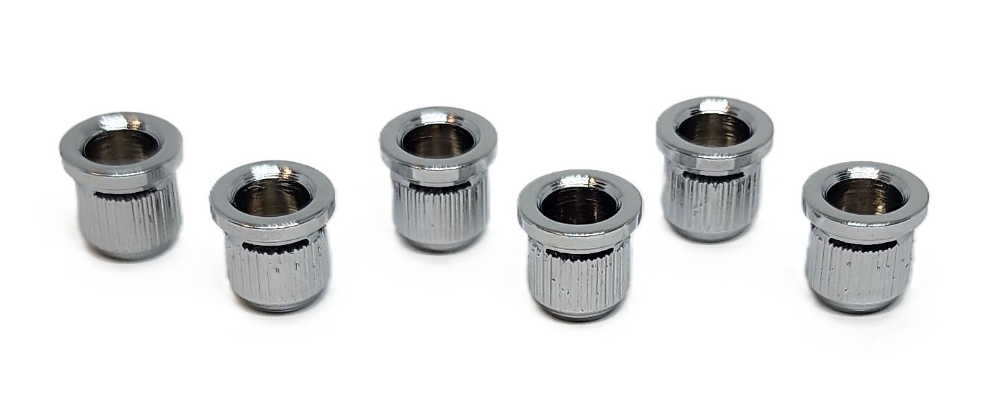 6 Large Chrome String Through Body Guitar Ferrules