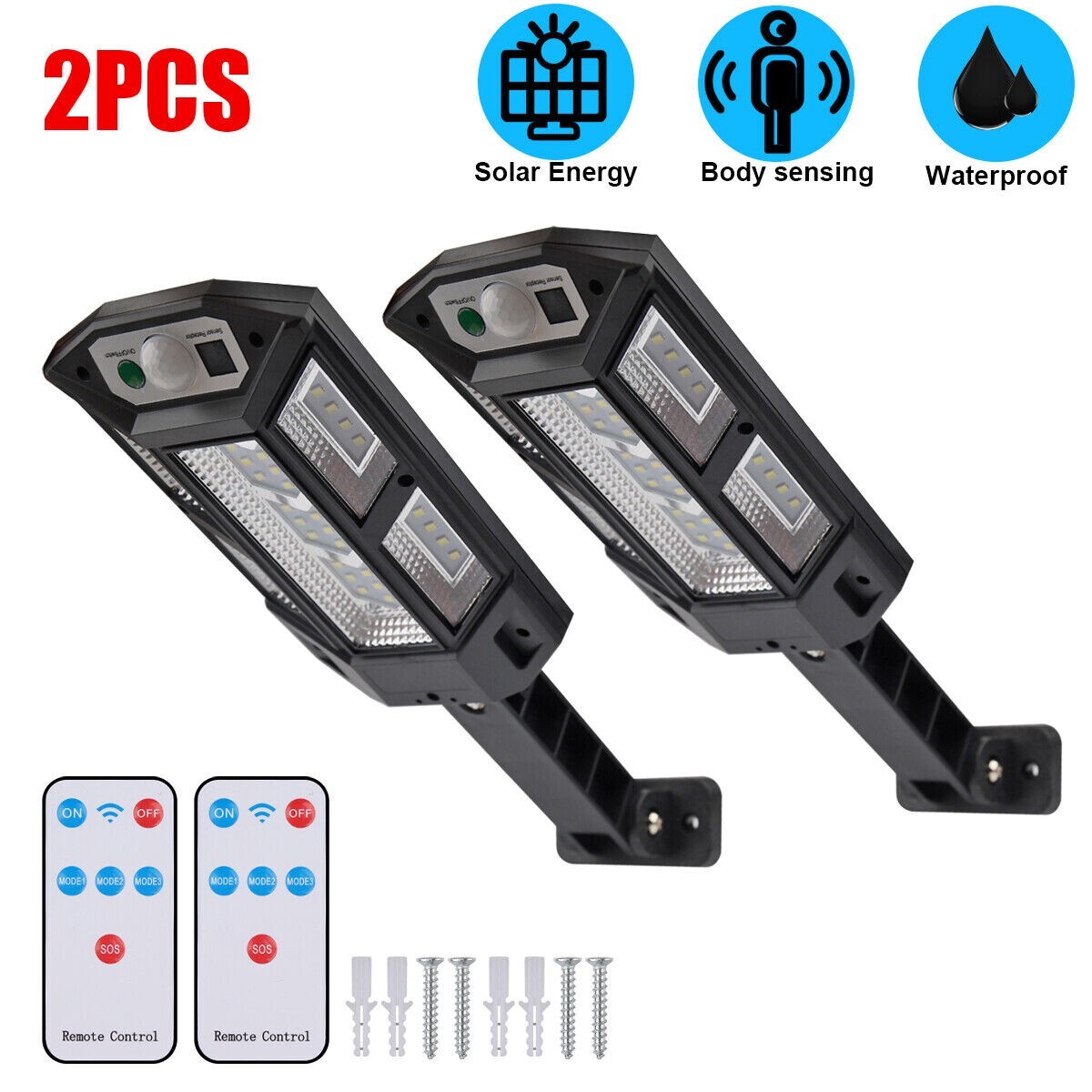 99000000LM LED Solar Wall Light Commercial Dusk To Dawn Outdoor Road Street Lamp