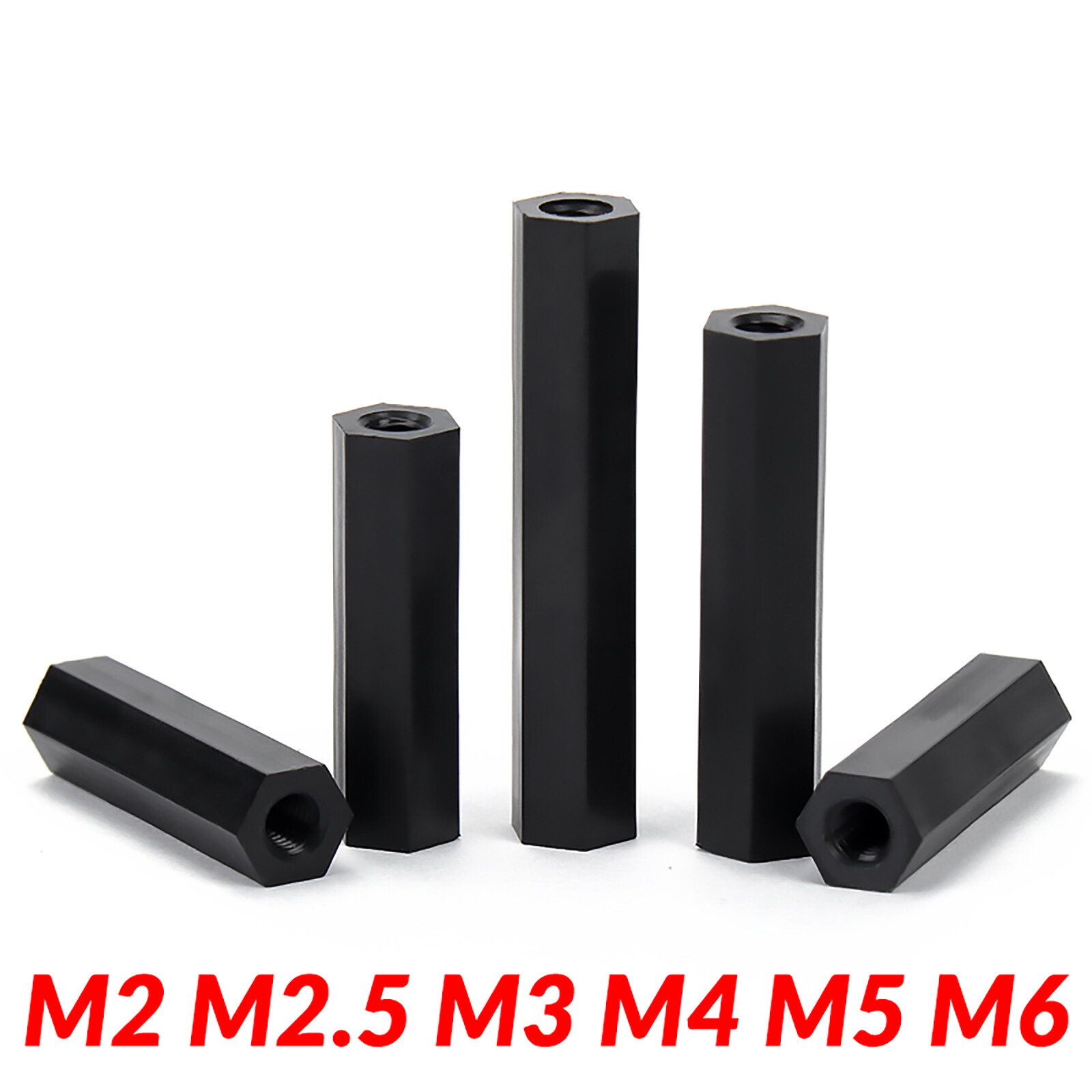 M2 M2.5 M3 M4 M5 M6 Black Nylon Plastic Hex Coupling Nuts Metric DIN 6334