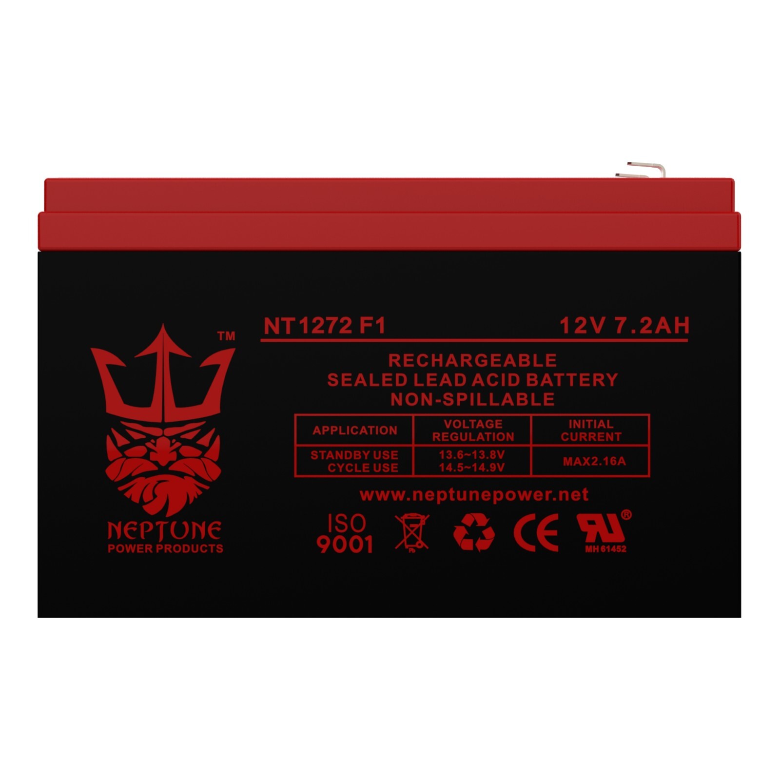 Neptune 12V 7.2AH F1 SLA Battery Replacement for Powersonic PS-1270F1 - 2 Pack