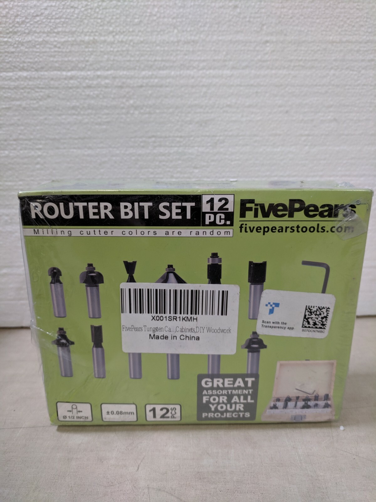 FivePears Tungsten 12pcs Router Bit Set Woodworking