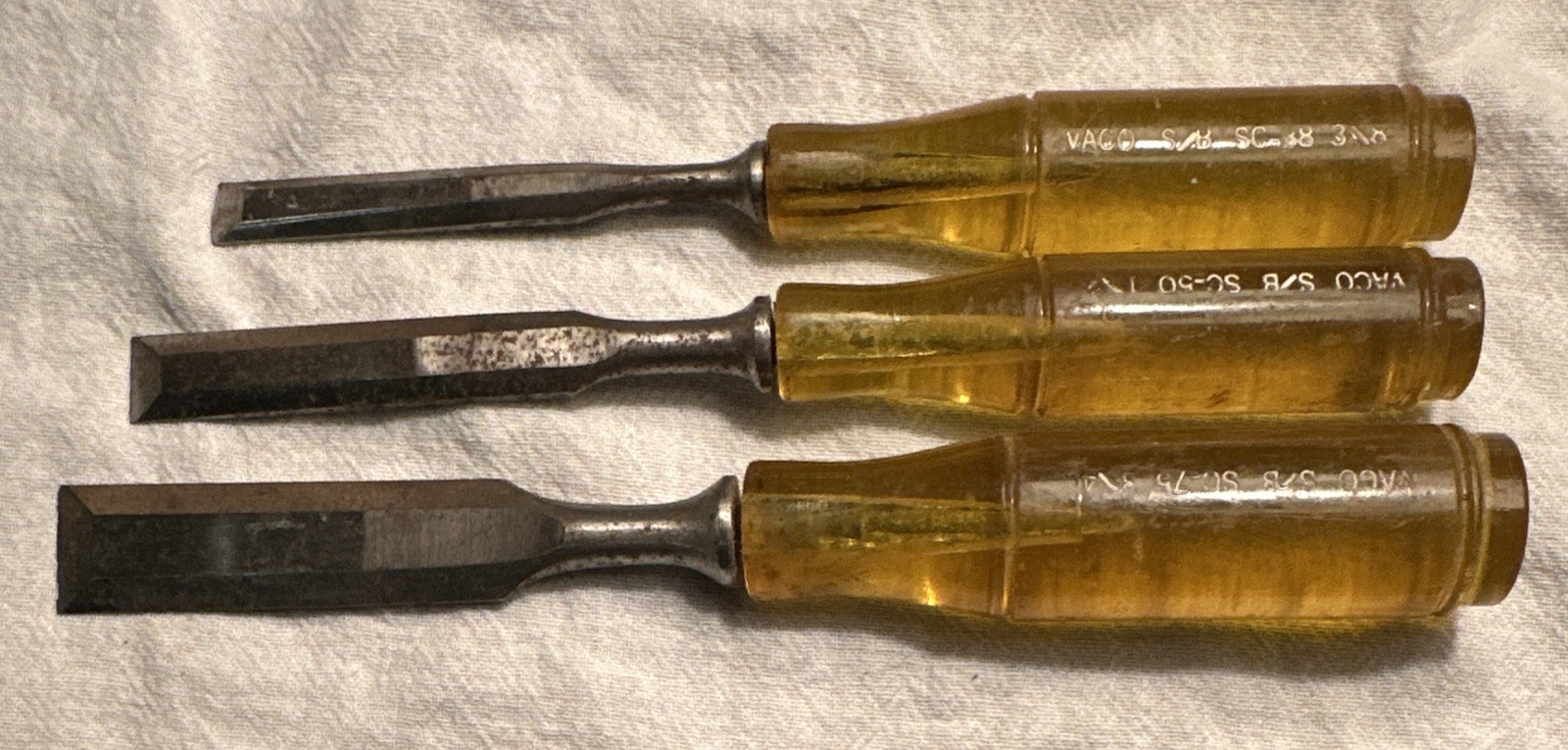 Lot of 3 Vaco Jernbolaget Eskilstuna Wood Chisels Sweden  **READ**