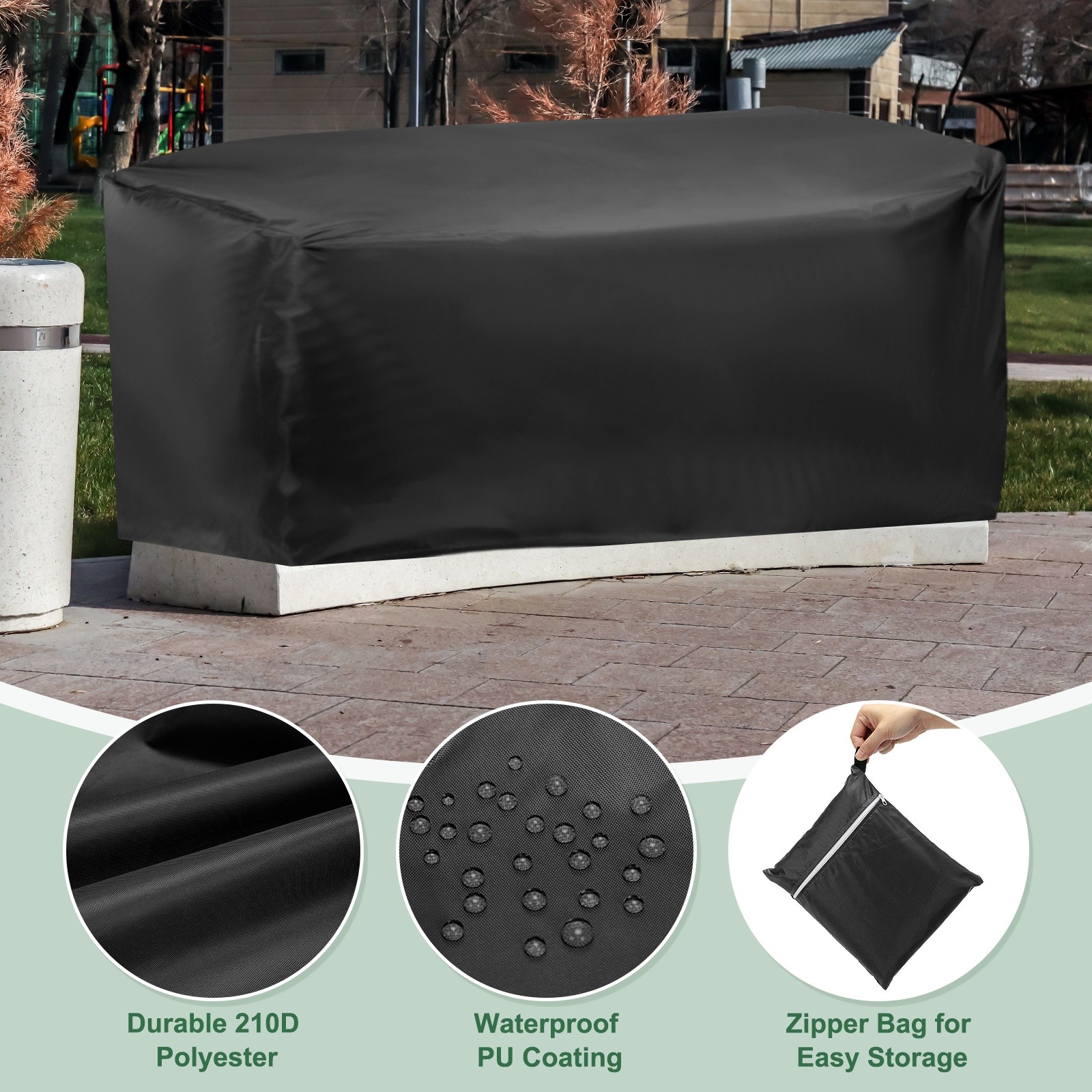 210D Folding Table Storage Bag with Handle, 64" x 26" x 35", Black