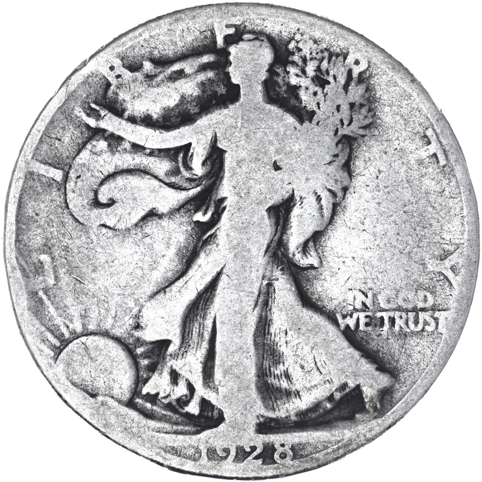 1928 S Walking Liberty Half Dollar 90% Silver Good GD See Pics X747