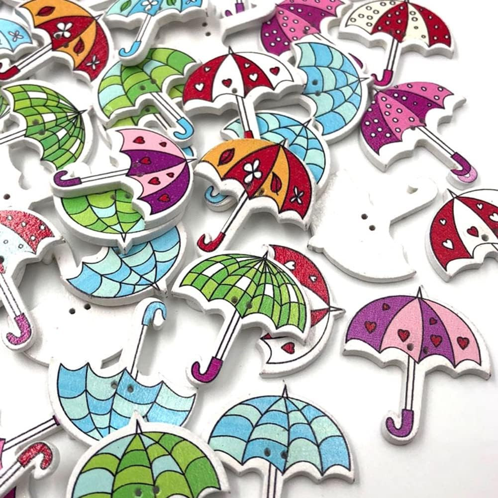 50 Pcs/Lot Colorful Wooden Umbrella Buckle with 35Mm*30 Mm Umbrella Decorative B