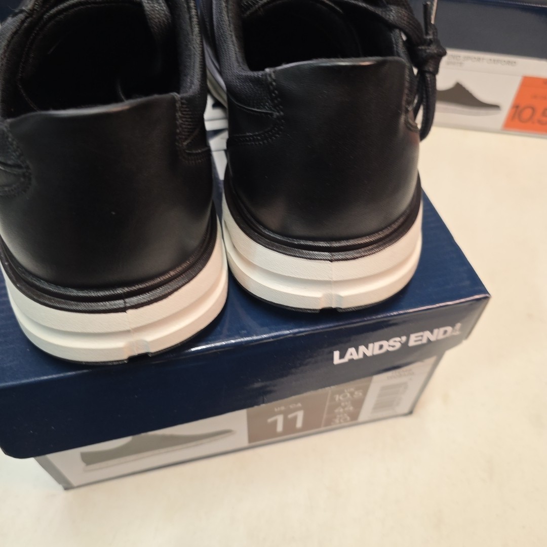 Land's End Sport Oxford Men's Black White Lace Up Comfort Casual Shoes - 11 NEW