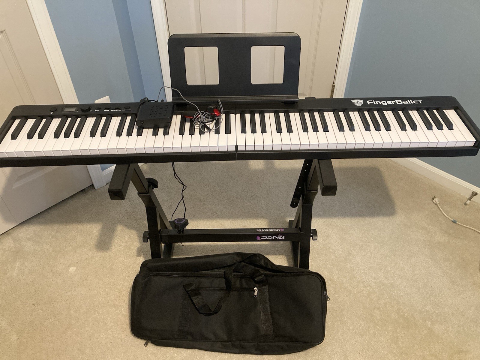 FingerBallet 88-Key Portable Digital Piano Black w/ Carrying Bag
