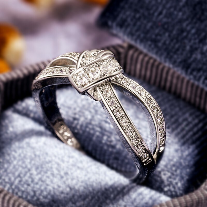 Elegant 925 Silver Filled Ring Women Cubic Zircon Jewelry Gift Sz 6-10