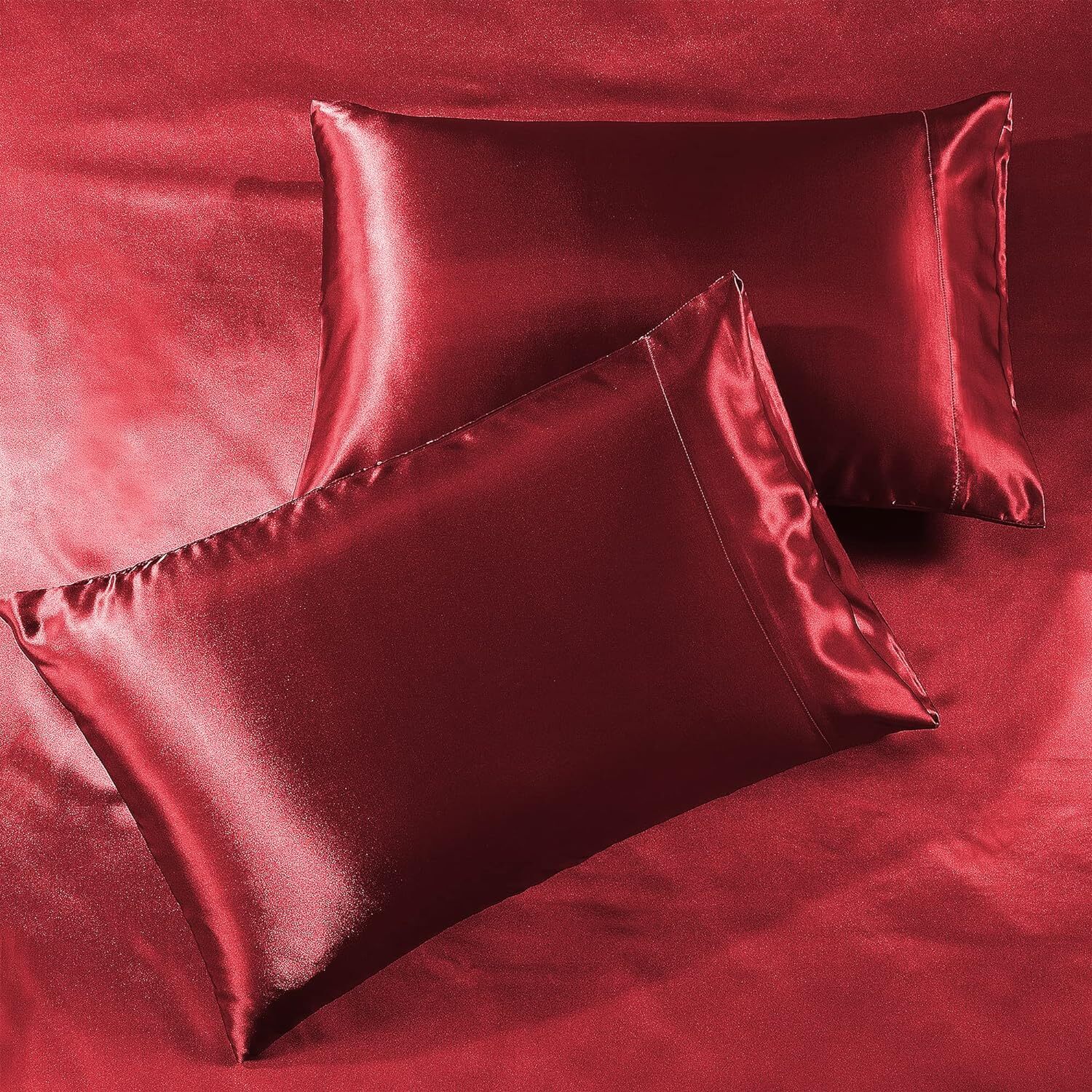 Satin Sheet Set Silky Microfiber Deep Pocket Fitted Sheet+Flat Sheet+Pillow Case