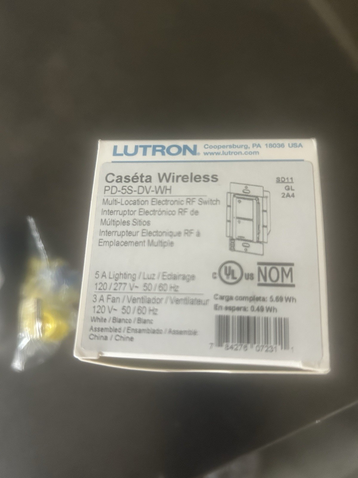 Lutron Caseta PD-5S-DV-WH 5A RF Switch - White