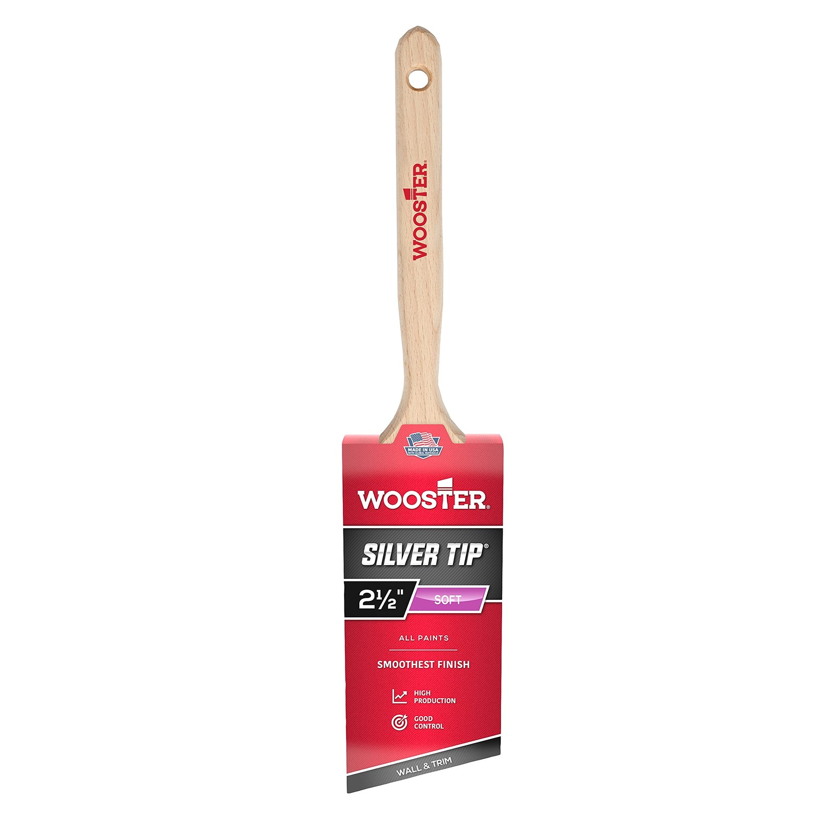 Wooster 2.5 Inch Silver Tip Angle Sash Paint Brush Rust Resistant Polyester F...