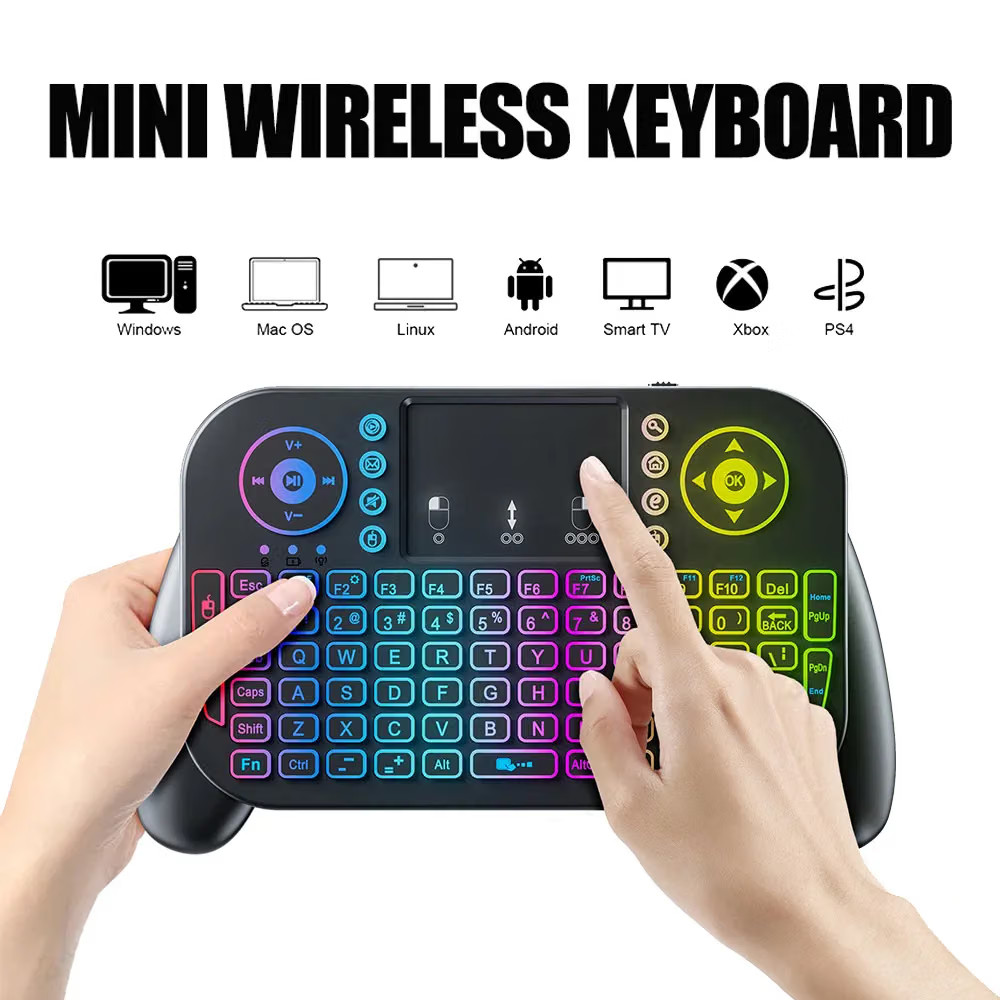 Axis Body: blue switch, Color: Green - Mini Wireless Keyboard V8 7 Backlit 2.4G
