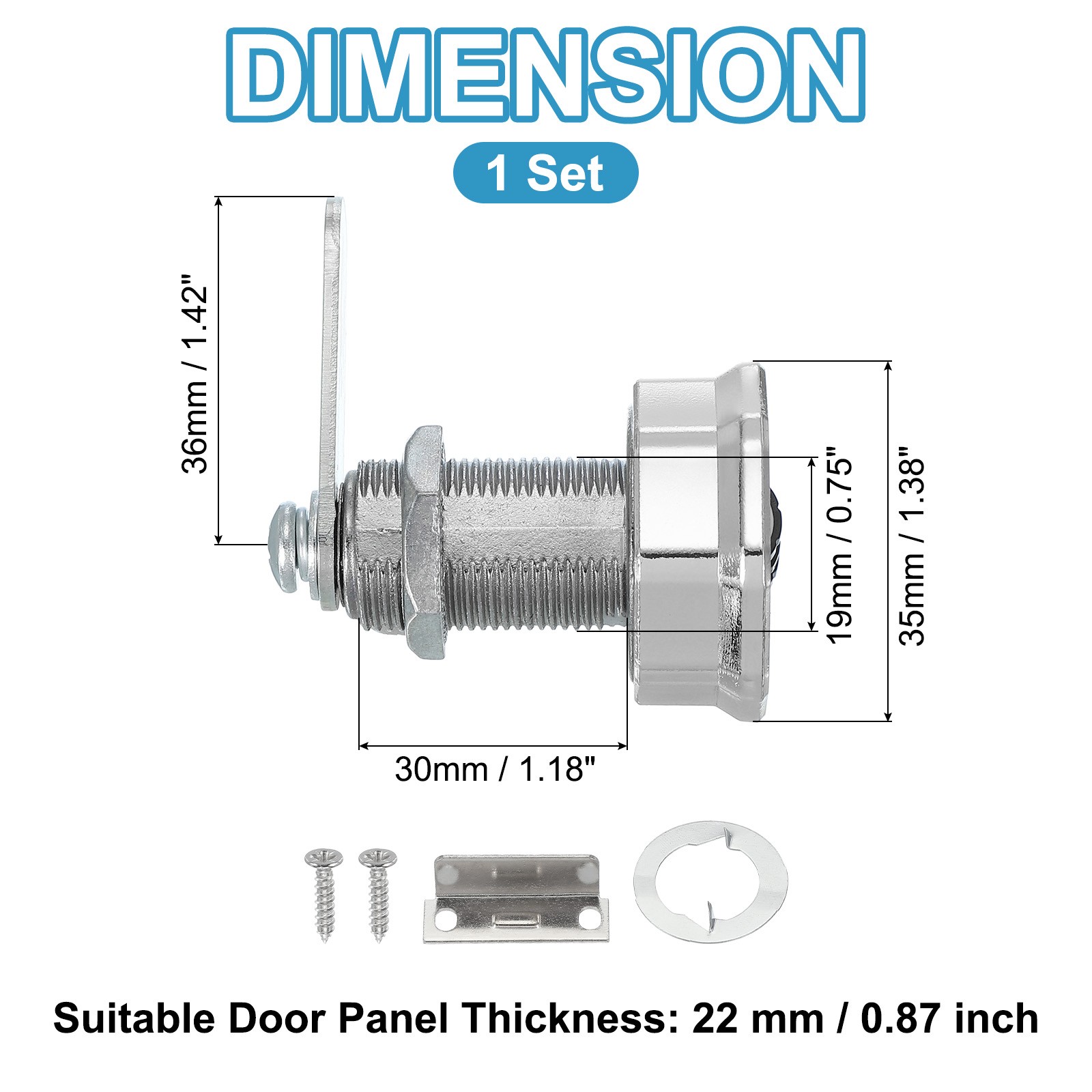 For 1-3/16" Furniture Cylinder Lock with Silver Combination Code