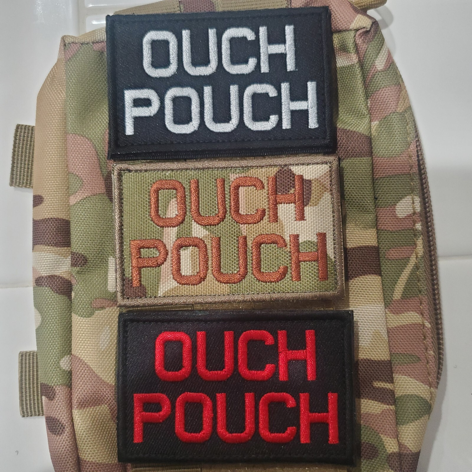 OUCH POUCH Fun Embroidered Tactical Morale Patch Hook and Loop