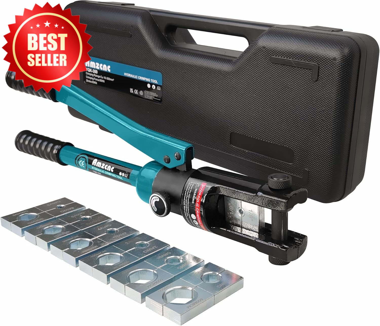 16 Ton Hydraulic Cable Lug Crimper 9 AWG-600 MCM Terminal Tool 13 Dies US