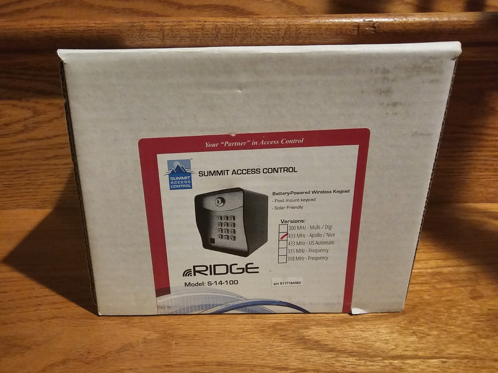 Summit  Access Control S-14-100  Ridge Wireless Keypad  433MHZ  Nice Apollo