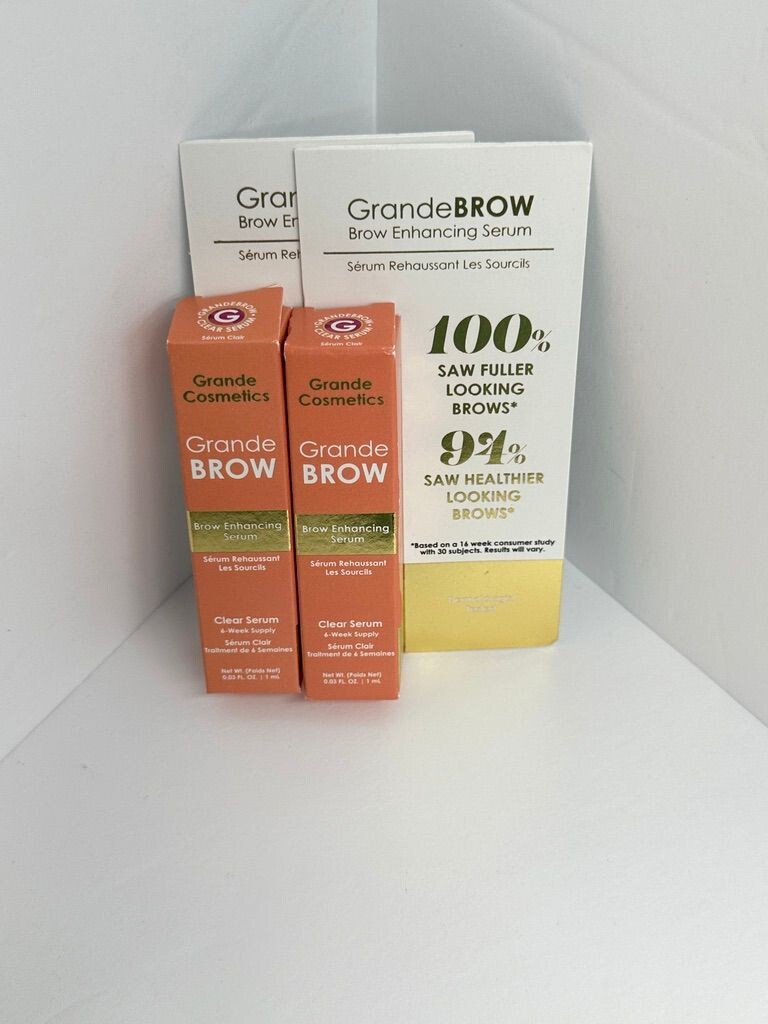 GrandeBROW Grande Cosmetics Mini Size Brow Enhancing Clear Serum Lot of 2
