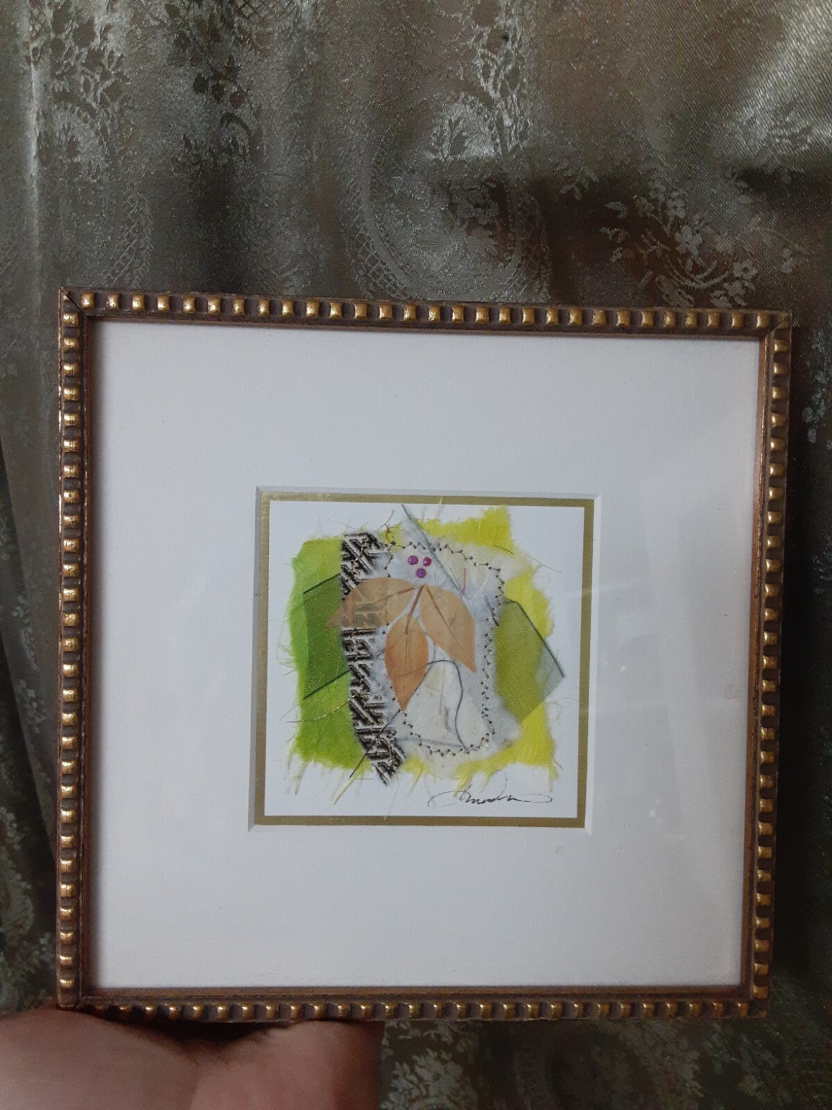 Original Signed Abstract Collage Mixed Media Framed Art Wabi-sabi Assemblage