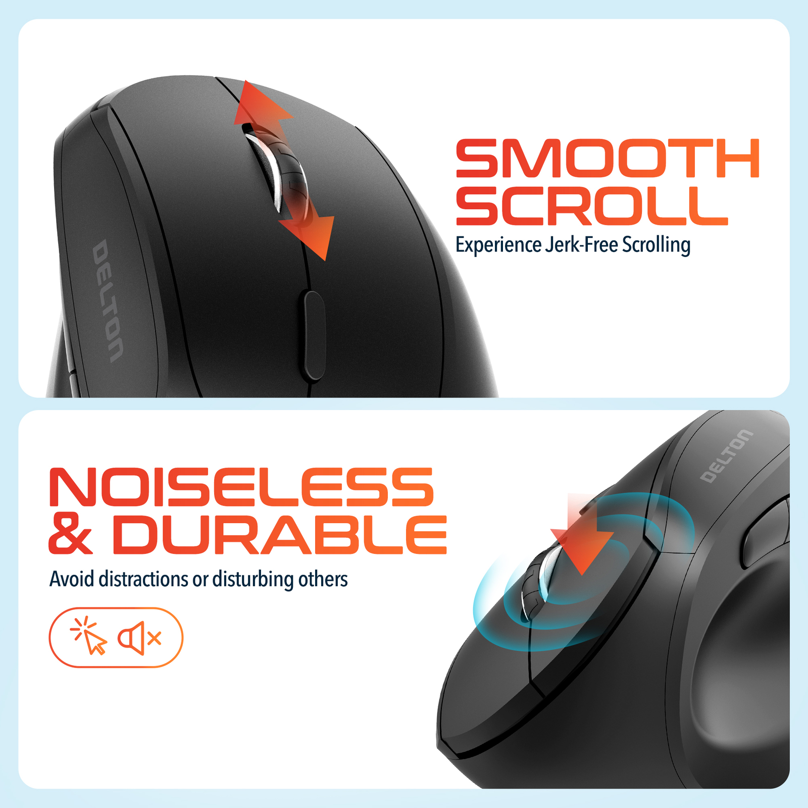 Delton S12P Wireless Ergonomic Computer Mouse - Black