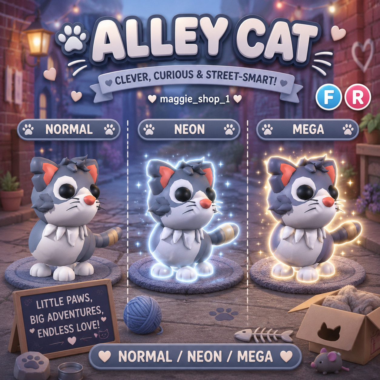 Alley Cat FR Normal/Neon /Mega ✨ Adopt From Me Today ✨ Top Picks