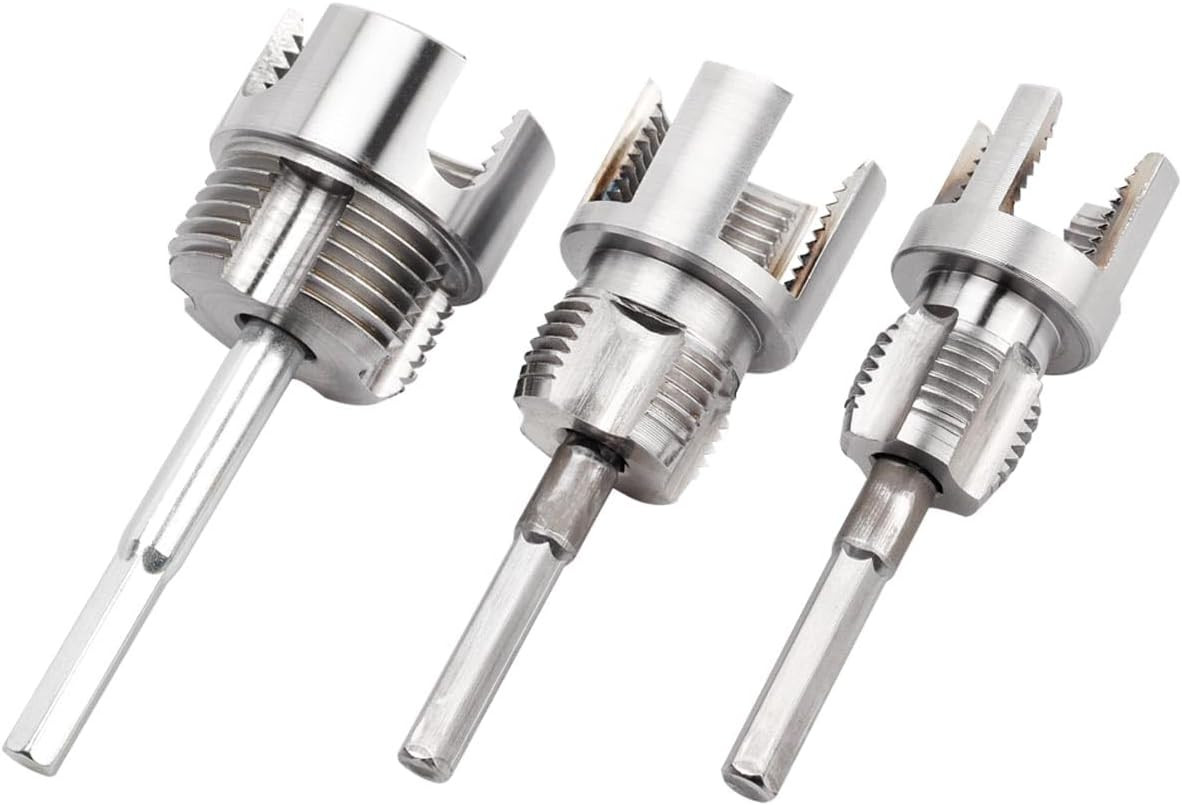 3Pcs PVC Pipe Threader Kit 1/2" 3/4" 1" NPT, Integrated Internal & External Pipe