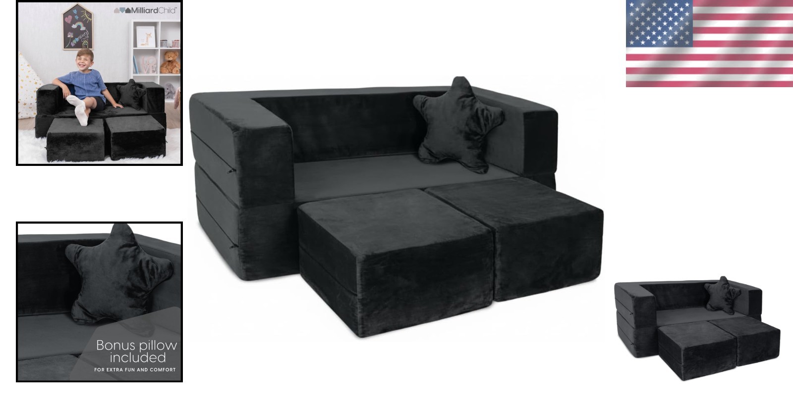 Durable Kids Loveseat with Removable Cover - Fun for Playtime Adventures