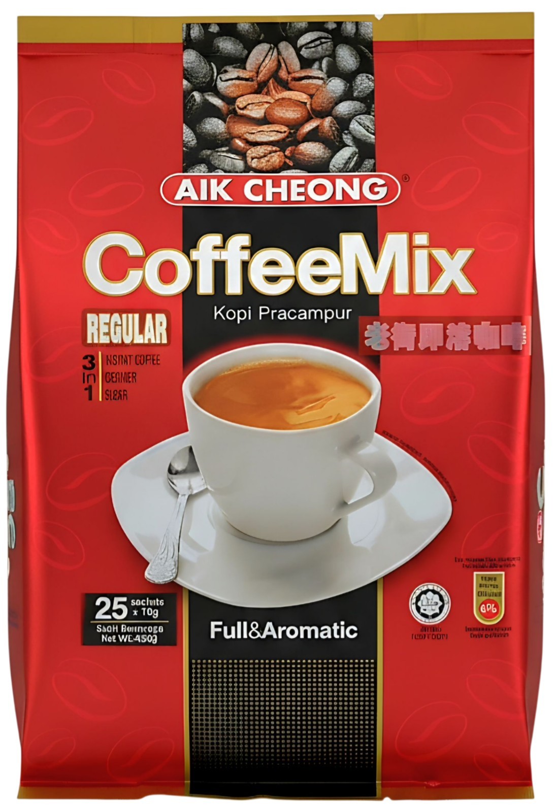 AIK CHEONG | 3-in-1 Coffee Mix Regular | 25 Sachets (450g) | Malaysian Heritage